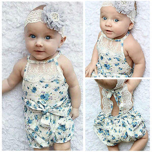 Sleeveless Floral Lace Romper