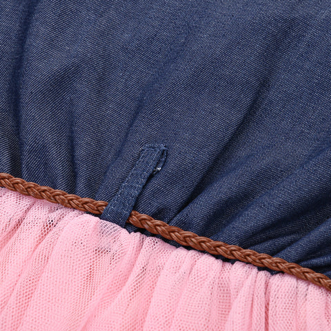 Denim Lace Dress With Leather Belt