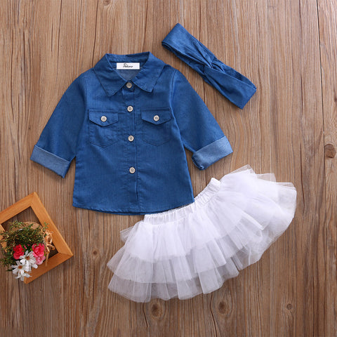 Denim Top with Tutu Skirt Outfits