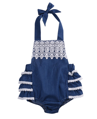 Lace Ruffles Sleeveless Romper